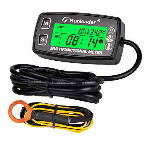Runleader Digital Tach Hour Meter,Engine Temperature Gauge,Alert RPM & Temp,Backlights Display