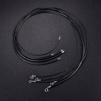 45cm Black Brown Braid Wax Cord DIY Pendant Necklace Jewelry Making Handmade Leather Rope Steel Clasp String Chain