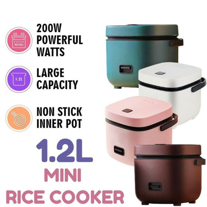 Mini Rice Cooker 1.2L with Nonstick Pot and Steamer Multifunction 200W