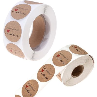 【CW】▬₪✵  500Pcs/Roll 2.5cm Hand Made With Label Wedding Stickers Adhesive Sticker Round Labels Wholesale price