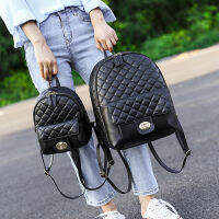 Summer Women Luxury Trend Rhomboid Plaid Mother Bag Black Backpack PU Leather Teenager Large Capacity School Bag Knapsack