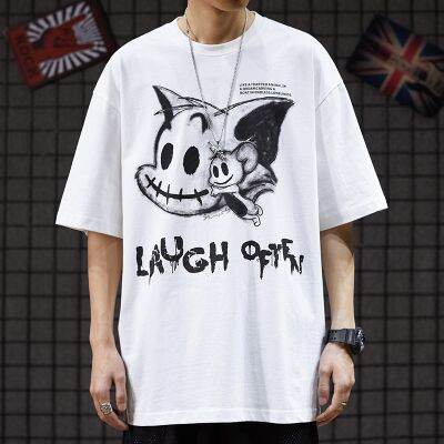 M-8XL Fashion Cartoon Print Loose Couple Short-sleeved T-shirt Men