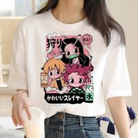 Kimetsu No Yaiba เสื้อผู้หญิงผ้าฝ้ายฮาราจูกุฤดูร้อนท็อปส์ซูคอรอบใหม่ขายส่งตลกเสื้อยืดผู้ชายแบรนด์ Xs-3xl สไตล์ป๊อปยูนิเซ็กซ์