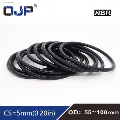 △▣❐ 10PCS/lot Rubber Ring Black NBR Sealing O-Ring CS5mm OD55/60/65/70/75/80/85/90/95/100mm Nitrile O Ring Seal Oring Gasket Rings