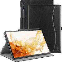 ZtotopCase Samsung Galaxy Tab S8/S7 Case 11 Inch(SM-X700/X706/T870/T875/T878), PU Leather Folding Stand Cover with Auto Sleep/Wake &amp; Multiple Viewing Angles, Support S Pen, Black