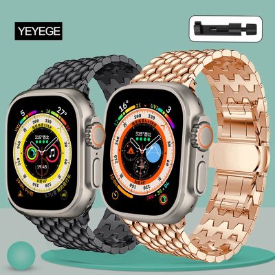 Business Stainless Steel Strap For Apple Watch Ultra 49mm Band 44mm 40 45mm 42mm Correa Bracelet For iWatch Series 8 7 6 41 38mm Straps