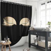 【CW】₪❀  Gold Makeup Shower Curtain Set Drip Lash