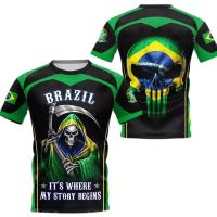 Xzx180305 Brazilian national emblem 3D tshirt men printed 3D short sleeve fashion casual Street cloths