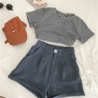 shorts women high waist slim Korean Casual wide leg A-line hot pants