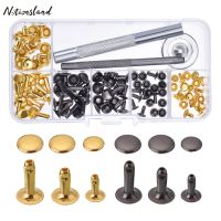 〖Maximus metals〗 Rivets Pour Cuir 60 Jeux 2 Couleurs 3 Tailles Double Capuchon Goujons Tubulaires En Métal Avec 3 Pièces Kit D 39;