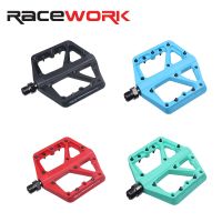 RACEWORK จักรยานเสือภูเขาไนลอนแพลตฟอร์มเหยียบสำหรับจักรยานที่เท้าบันไดแบบติดกับเท้าแบนแบริ่งที่วางเท้า Mtb ที่วางเท้าขี่จักรยาน