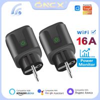 QNCX 16A Smart Socket EU WIFI Tuya Plug Smart Home Voice Timer Power Monitor Outlet For Smart Life APP Alexa Google Home Black Ratchets Sockets