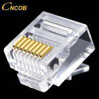 [2023ใหม่] Cncob Cat5e ตัวเชื่อมต่อเครือข่ายสายเคเบิลเน็ตเวิร์คแบบแบน8P8C Rj45ขั้วต่ออีเธอร์เน็ตโมดูลาร์ RJ-45หัวคริสตัลสั้น50ชิ้น