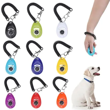 1pc Light Blue Plastic Pet Training Clicker With Wristband, Sound Keychain  Dog Whistle, Large Button Pet Behavior Training Device