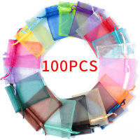 100pcs Drawstring เครื่องประดับกระเป๋ากระเป๋า Organza เครื่องประดับถุงบรรจุภัณฑ์งานแต่งงานตกแต่ง Drawable Storage กระเป๋ากระเป๋าของขวัญ-Mairei