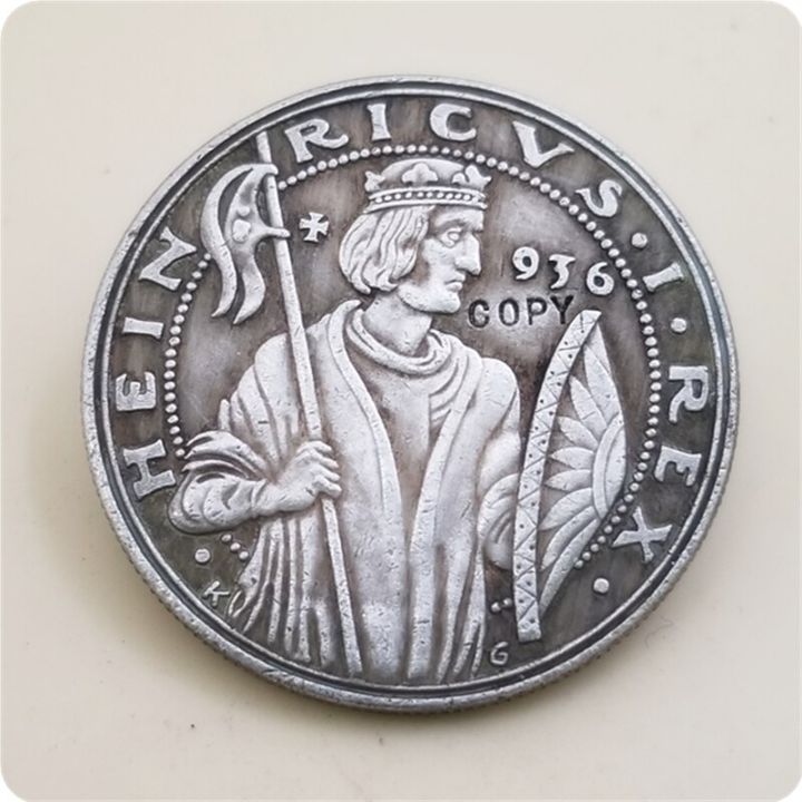 1936เยอรมนี-เหรียญรีชเหรียญที่สาม1000ปีที่ระลึกของไฮน์ริช-i-ออกแบบโดยเหรียญเลียนแบบ-karl-goet