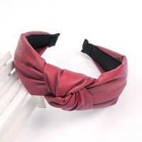 New PU Headband Women Hair Hoop Knotted PU artificial leather Hair Band ladies Broadside Hair Accessories FG065