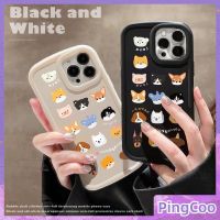 PingCoo - Case For iPhone 14 13 12 11 Pro Max 7 8 Plus XR TPU Soft Matte Bubble Case Cute Cartoon Animals White Black Camera Protection Shockproof Back Cover