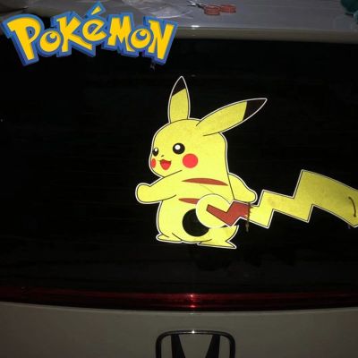 ♕▣☫ Pokemon Cute Pikachu Reflective Wiper Decorative Stickers Car Rear Window Wagging Tail Modification Decals Childrens Toys