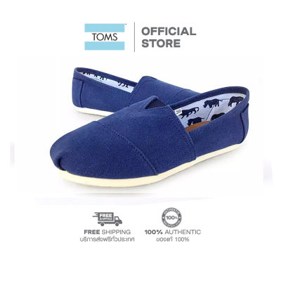 TOMS_ รองเท้าลำลองผู้หญิง แบบสลิปออน (Slip on) รุ่น Classic Navy Canvas รองเท้าลิขสิทธิ์แท้