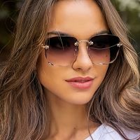 xiaopo Fashion Oversized Square Frame Polarized Colorful Lens Sunglasses Frameless For Ladies Street Shooting Catwalk