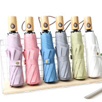 Automatic Umbrella with Wooden Handle 3 Stage 8 Ribs Green Blue Pink Gray White Purple Womens Umbrella Male