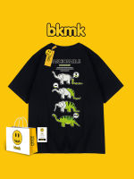 BKMK เสื้อยืดแขนสั้นผ้าคอตตอนสำหรับชายและหญิง,เสื้อยืดแขนสามส่วนดีไซน์ใหม่ไฮสตรีท