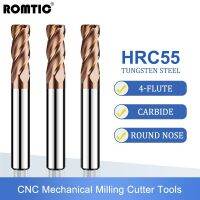 【hot】❈✣  ROMTIC HRC55 4-Flute Tungsten Carbide Alloy Endmill Round Endmills Mechanical Machin Milling Cutter Tools