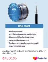 สายสัญญาณ RG-6 ชิลล์ 95% 168เส้นยาว 300m./ม้วน ยี่ห้อGLINK