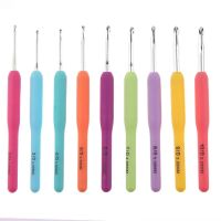 Colorful Soft Plastic Handle Alumina Crochet Hooks Ceramic Handle Knitting Needles Set Crochet For Weave Sewing Needles Tool