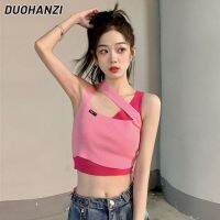 DUOHANZI ยกทรงสตรีสองชิ้นสีชมพูหวาน,เสื้อชั้นในสตรีเสื้อแขวนคอสั้นไม่สม่ำเสมอสำหรับเสื้อนอก