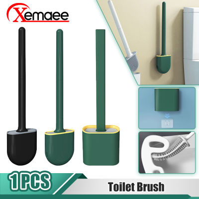 【CW】Toilet Brush Silicone No Dead Corner Toilet Cleaning Brush Flat Head Flexible Soft Brush with cket Toilet Set Accessories