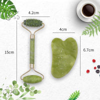 2pcs Facial Massager Roller Natural Jade Stone Guasha Board Scraper Set Face Lift Skin Relaxation Slimming Beauty Neck Thin Lift