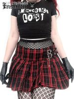 ✔27bf6658 InsGoth-Saia Xadrez Gótica Feminina Streetwear Cyberpunk Harajuku Grunge Cytura Alta Saia Y2K Plissada Emo Alt Vintage Roupa