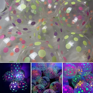 50 Pieces Neon Party Supplies Uv Neon Balloons Glow In The Dark Balloons  Blacklight Party Latex Balloons 12 Inch Reactive Fluorescent Mini Polka  Dots