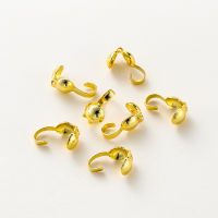 14 K/18 K Gold Plated Oyster CRIMP BEAD TIP Knot ฝาครอบคลิปเชื่อมต่อ Clasp อุปกรณ์ส่วนประกอบสำหรับเครื่องประดับ DIY ทำอุปกรณ์-GEIWH MALL