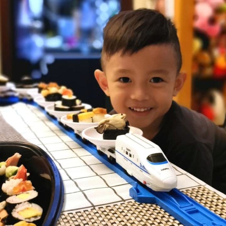 household-mini-conveyor-belt-sushi-toy-train-electric-track-conveyor-belt-rotating-table-diy-splicing-children-electric-train