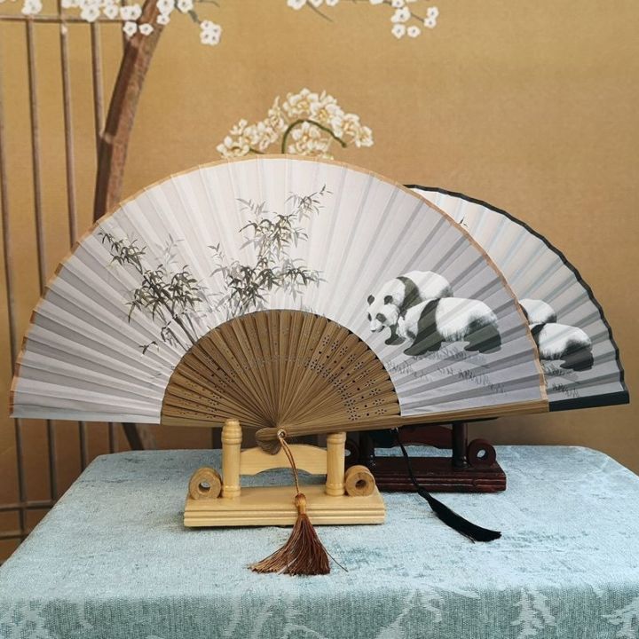 panda-fans-womens-summer-chinese-antique-female-students-jump-dance-fan-fan-sichuan-tourism-memorial-to-send-foreigners