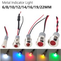 1PC 6/8/10/12/14/16/19/22MM Waterproof IP65 Metal Indicator Light Signal LED Warning Lamp Pilot Wires 3V 12V 24V 220V