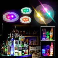 5Pcs Bar Coaster LED Light Stickers Light Up Bar Coasters for Drinks Cup Holder Lights for Wine Liquor Bottle Glorifier Mat 2022