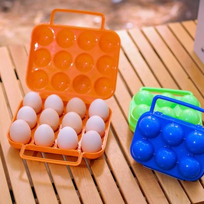 ；。‘【； 6/12 Grid Egg Storage Box Plastic Travel Portable Kitchen Utensils Outdoor Picnic Q Camping Tableware Camping Gear