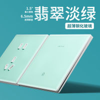 International Electrician Light Green Ultra-Thin Tempered Glass Switch Double Control Panel 86 Concealed Household Wall Five-Hole Socket