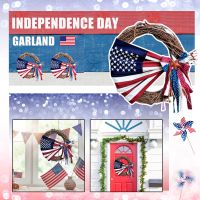 Independence Day Rattan Ring Artificial Flowers Garland Dried Flower Frame Home Independence Day Decoration Floral Wreaths #T2G