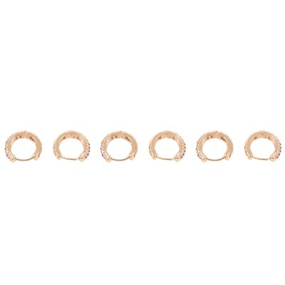 3X Elegant Stone Hoop Earrings for Women Gold Plated Piercing Jewelry -Gold