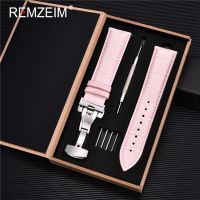 ♣○◘ Watchbands Genuine Leather Watch Band Straps 18mm 20mm 22mm 24mm Watch Accessories Women Men Pink White Green Blue Belt Band