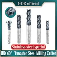 GDR Endmills โลหะผสมคาร์ไบด์ทังสเตนเหล็กตัด End Mill HRC65 4 ขลุ่ย 4mm 6mm 8mm 10mm 12mm 16mm 18mm เครื่องตัดโลหะ