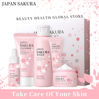 5-Piece Gift Box Sakura Skin Care Sets Face Cream Eye Cream Facial Cleanser Remover Cleaning Korean Cosmetics Beauty Health