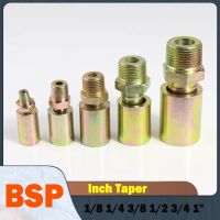 Crimping External Thread Joint 1/4 quot; 3/8 quot; 1/2 quot; 3/4 quot;1 quot;BSP Hydraulic Cone Hose End High Pressure Oil Pipe Connectors 6-32mm Barbed