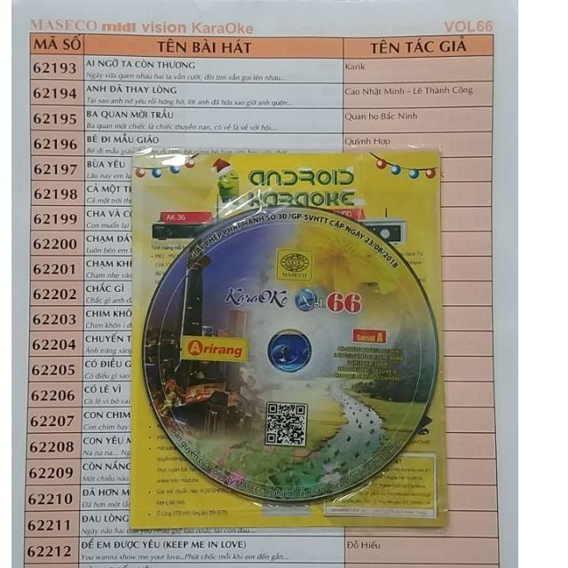 HCM]Đĩa Karaoke Arirang Vol 66 - Đĩa Serial A/B/C/D/E/F/G | Lazada.vn