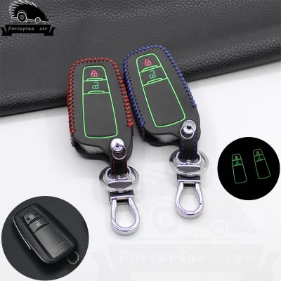 huawe Noctilucent leather Car Key Holder Cover Case Shell Chain For Toyota Camry Corolla C-HR CHR Prado 2018 Key Protection